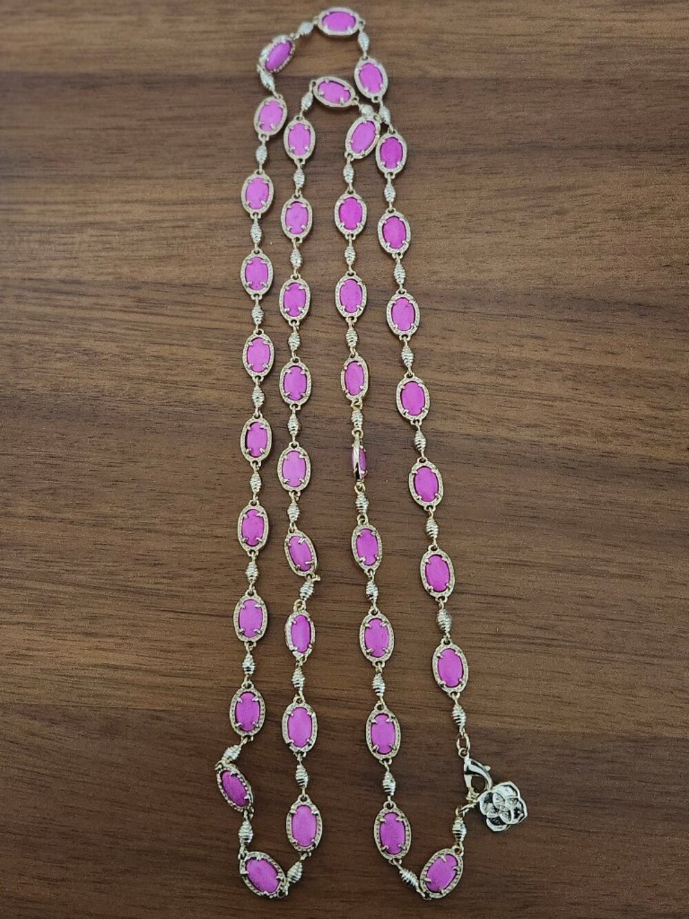 Kendra Scott Magenta Pink Gale Gold Long Necklace